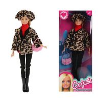 Кукла София в леопардовом пальто и шапке 29 см Карапуз 99137-1-S-AN