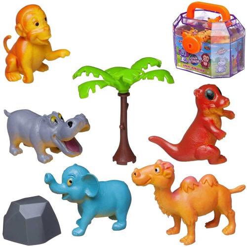 Игровой набор Чемоданчик с 5 мультяшными фигурками диких животных Юный натуралист AbToys PT-01783/1