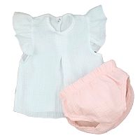 Комплект летний для девочки блузка-топ трусики Муслин KiDi 909.692(Мс)-27 розовый персик